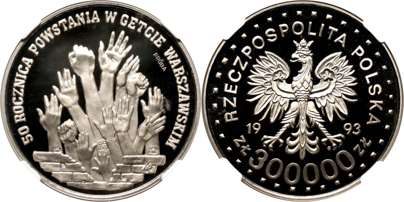 III RP, 300000 złotych 1993, Powstanie w Getcie Warszawskim, PRÓBA, nikiel Nakła...