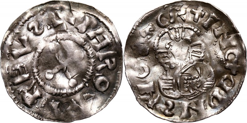 Bohemia, Jaromir 1003-1012 and 1033-1034, denar, Prag Silver 0,94 g. Bent but at...