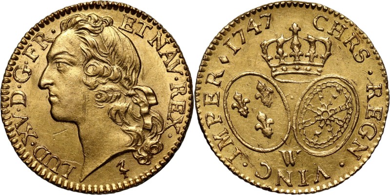 France, Louis XV, Louis d'or 1747 W, Lille Gold 8,14 g.
 Złoto 8,14 g.
Referen...