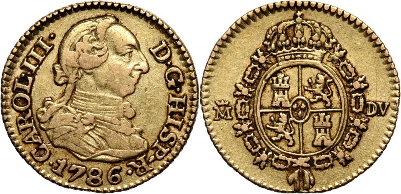 Spain, Charles III, 1/2 Escudo 1786, Madrid Gold 1,72 g.
 Złoto 1,72 g.
Refere...