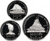 Lao, set of 2x5000 and 10000 Kip 1975