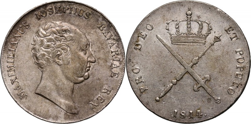 Germany, Bavaria, Maximilian I Joseph, Thaler 1814, Munich Silver 29,22 g.
 Sre...