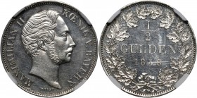 Germany, Bavaria, Miximilian II Josef, 1/2 Gulden 1858, Munich, Proof