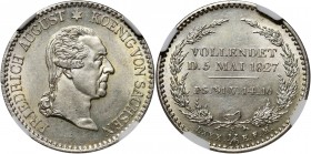 Germany, Saxony, Friedrich August I, 1/6 Thaler 1827 S, Dresden