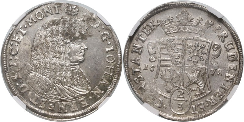 Germany, Saxony-Weimar, Johann Ernst II, 2/3 Thaler (Gulden) 1678, Weimar. Very ...