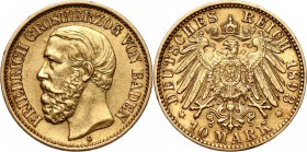 Germany, Baden, Friedrich I, 10 Mark 1893 G, Karlsruhe
