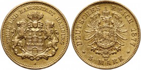 Germany, Hamburg, 5 Mark 1877 J, Hamburg