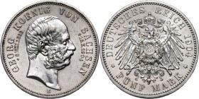 Germany, Saxony, Georg, 5 Mark 1904 E, Muldenhütten, Commemorating the death of King Georg