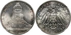 Germany, Saxony, Friedrich August III, 3 Mark 1913 E, Muldenhütten, Battle of Leipzig