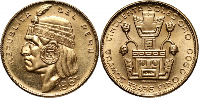 Peru, 50 Soles 1967, Indian head Gold 33,42 g.
Złoto 33,42 g. Pięknie zachowane...