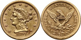 USA, 2 1/2 Dollars 1867 S, San Francisco