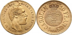 Sweden, Karl XV Adolf, Carolin (10 Francs) 1871