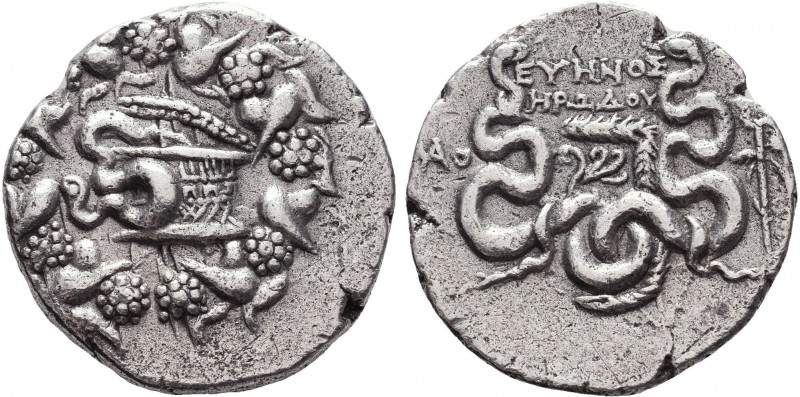 PHRYGIA. Laodikeia. Cistophorus (Circa 166-67 BC). Eyenos, Hrodou, magistrate.
...
