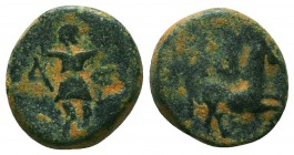 Greek Coins. Ae (1st century BC).

Condition: Very Fine

Weight: 4.0 gr
Diameter: 14.8 mm