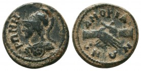 PHRYGIA. Amorium. Time of Septimius Severus, 193-211. PΩMH Helmeted bust of Roma to left. Rev. AMOPI-NΩN• Clasped right hands. SNG Copenhagen 119

C...