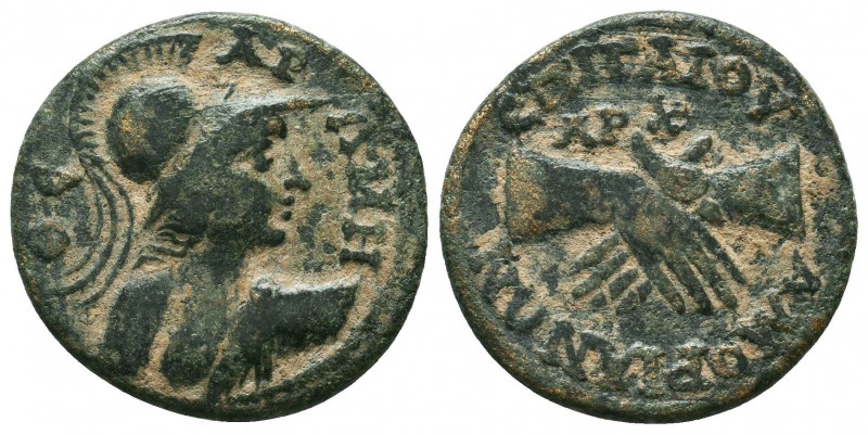 Phrygia, Amorium Æ. Pseudo-autonomous issue, circa AD 198-209. Gaios, archon. ΘЄ...