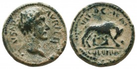 Pisidia, Antiochia. Marcus Aurelius. As Caesar, A.D. 139-161. Æ. COMMODVS AVG, laureate and draped bust of Marcus Aurelius right / COLO ANTIOCHIA, she...