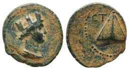 CAPPADOCIA. Caesarea. Pseudo-autonomous. Time of Trajan (98-117). Ae.
Obv: Turreted head of Tyche right.
Rev: ЄT A.
Pyramid.
Sydenham, Caesarea, 2...