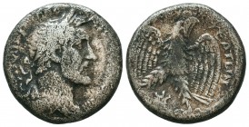 Antoninus Pius AR Tetradrachm of Mopsouestia-Mopsos, Cilicia. Struck circa AD 138-161. Laureate and draped bust right / Eagle standing left, head righ...