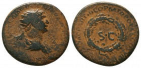 Trajan. A.D. 98-117. AE semis

Condition: Very Fine

Weight: 7.2 gr
Diameter: 22.9 mm