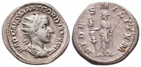 Gordianus III Pius (238-244 AD). AR Antoninianus

Condition: Very Fine

Weight: 4.8 gr
Diameter: 22.3 mm