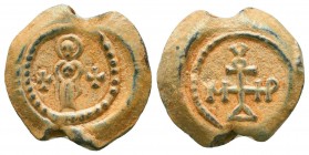 Byzantine Lead Seals, 7th - 13th Centuries

Condition: Very Fine

Weight: 7.7 gr
Diameter: 19 mm