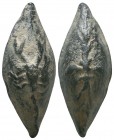 Roman Lead sling bullet, c. 3th–2rd centuries BC 

Condition: Very Fine

Weight: 34.3 gr
Diameter: 36 mm