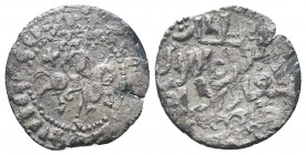 ARMENIA, Cilician Armenia. Royal . Hetoum I, with Kaykhusraw II. 1236-1245. AR Half Tram . Bilingual issue. Sis mint. Hetoum on horseback riding right...