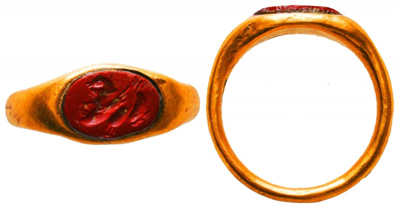 Ancient Roman Gold Seal Ring with a Carnelian stone inlaid !

Condition: Very ...