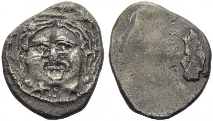 Etruria, Populonia, 20 asses, 3rd century BC; AR (g 7,47; mm 20); Facing head of...