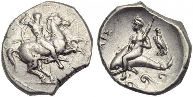 Apulia, Tarentum, Nomos, c. 332-302 BC; AR (g 7,76; mm 22; h 6); Horseman gallop...