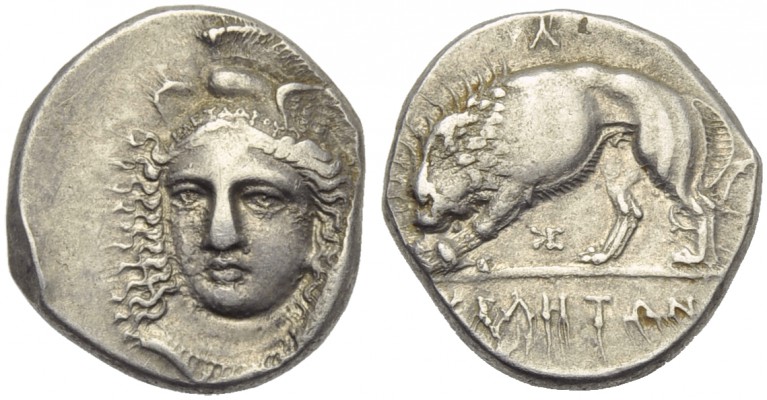 Lucania, Velia, Didrachm, c. 334-300 BC; AR (g 7,51; mm 20; h 1); Head of Athena...