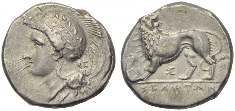 Lucania, Velia, Didrachm, c. 334-300 BC; AR (g 7,59; mm 21; h 1); Head of Athena...