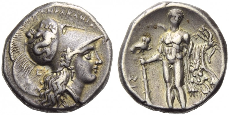 Lucania, Heraclea, Stater, c. 281-278 BC; AR (g 7,81; mm 21; h 5); HPAKΛHIΩN, he...