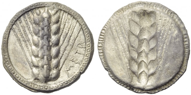 Lucania, Metapontion, Stater, c. 510-470 BC; AR (g 7,67; mm 24; h 12); META, bar...