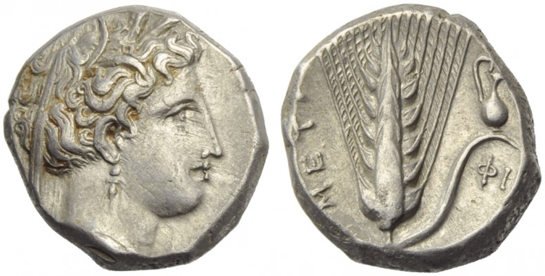 Lucania, Metapontion, Stater, c. 340-330 BC; AR (g 7,93; mm 19; h 2); Head of De...