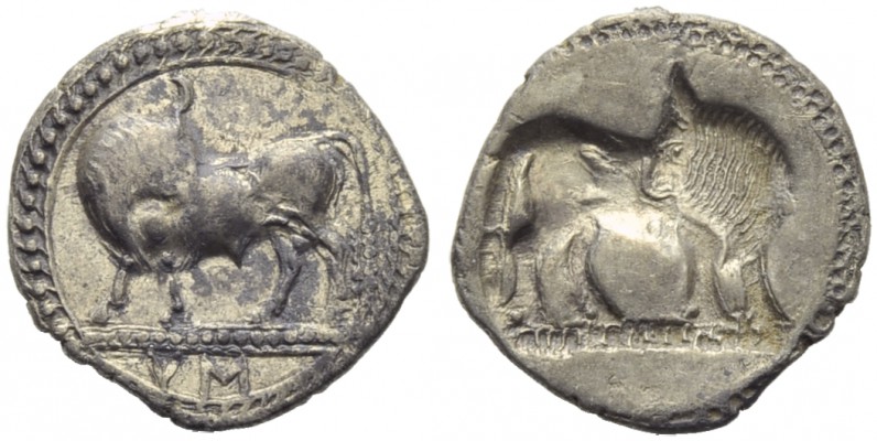 Lucania, Sybaris, Drachm, c. 550-510 BC; AR (g 2,66; mm 18; h 12); Bull advancin...