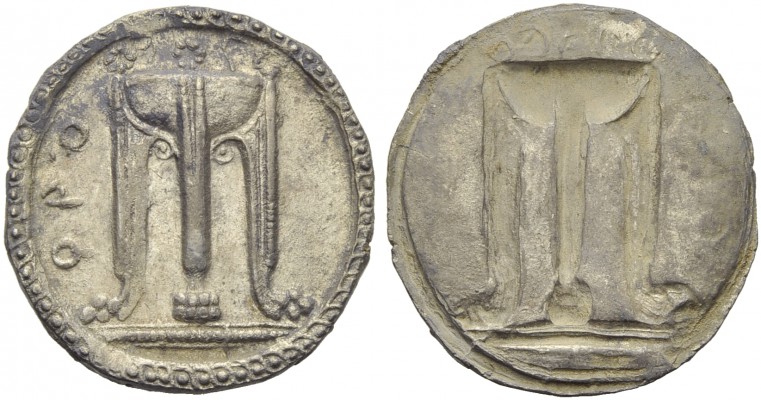 Bruttium, Croton, Stater, c. 530-500 BC; AR (g 8,28; mm 30; h 12); ϘPO, tripod w...