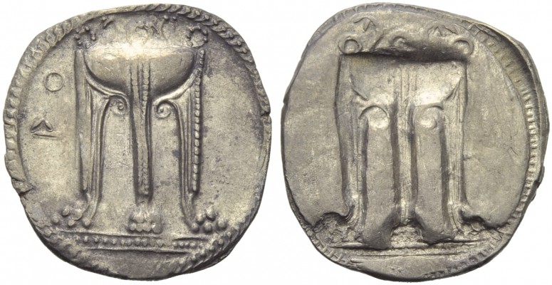Bruttium, Croton, Stater, c. 530-500 BC; AR (g 8,19; mm 29; h 12); [Ϙ]PO, tripod...
