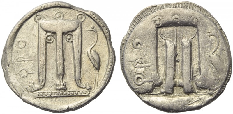 Bruttium, Croton, Stater, c. 530-500 BC; AR (g 7,93; mm 24; h 11); ϘPO, tripod w...