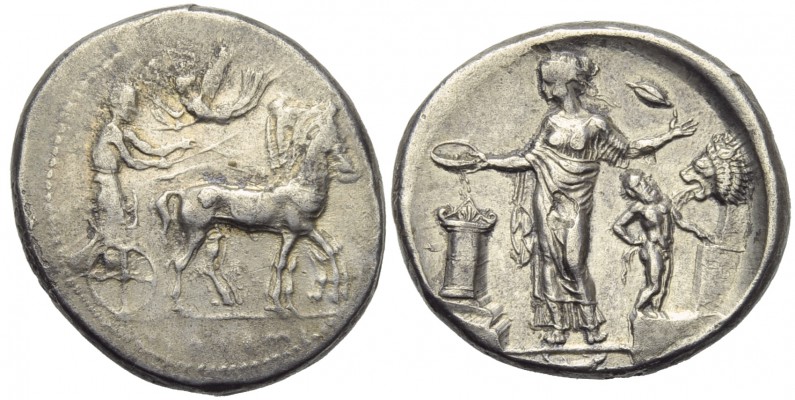 Sicily, Himera, Tetradrachm, c. 440-425 BC; AR (g 16,98; mm 28; h 9); IMEP[AION]...