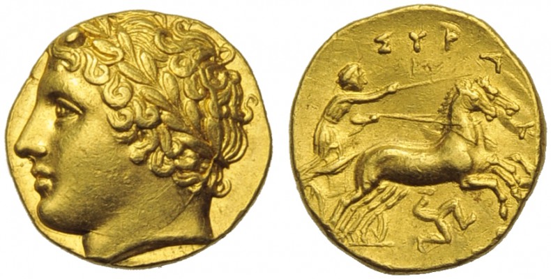 Sicily, Syracuse, Agathokles (317-289), Decadrachm, c. 317-311 BC; AV (g 4,24; m...