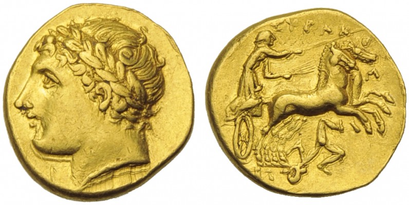 Sicily, Syracuse, Agathokles (317-289), Decadrachm, c. 317-311 BC; AV (g 4,28; m...