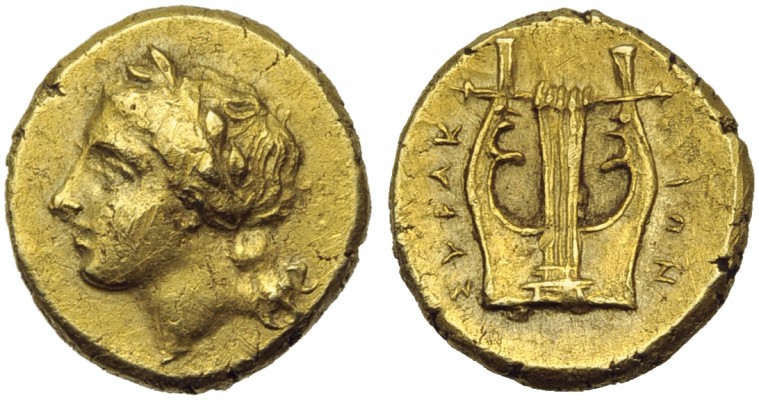 Sicily, Syracuse, Agathokles (317-289), Quarter Stater, c. 310-305 BC; EL (g 1,8...