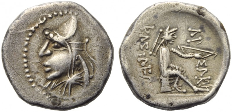 Mithradates I (171-138), Diobol, Hekatompylos, c. 171-138 BC ; AR (g 2,03; mm 13...