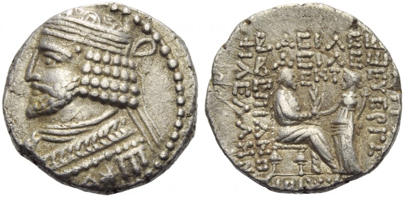 Vardanes I (40-45), Tetradrachm, Seleukeia on the Tigris, AD 43; AR (g 14,24; mm...