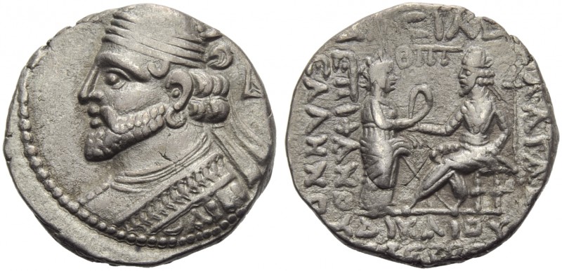 Vologases I (51-78), Tetradrachm, Seleukeia on the Tigris, September AD 77; AR (...