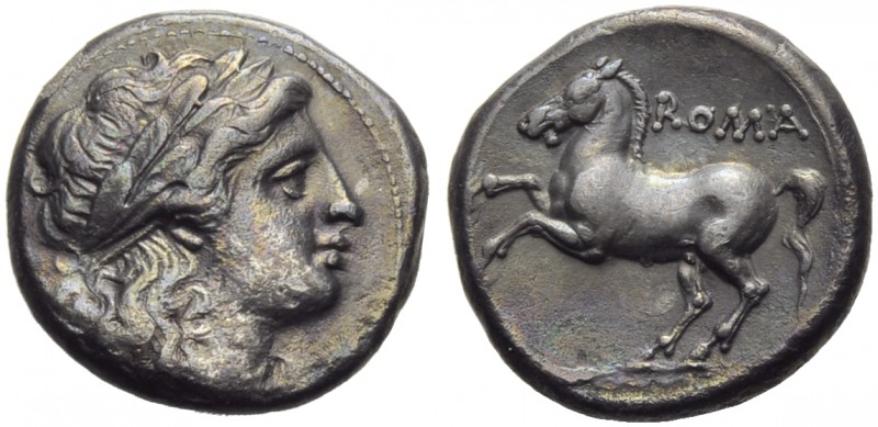 Anonymous, Didrachm, Rome, before 269 BC; AR (g 6,31; mm 20; h 12); Laureate hea...