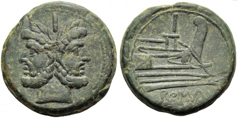 Anonymous, As, Rome, c. 206-190 BC; AE (g 34,60; mm 35; h 2); Laureate head of J...