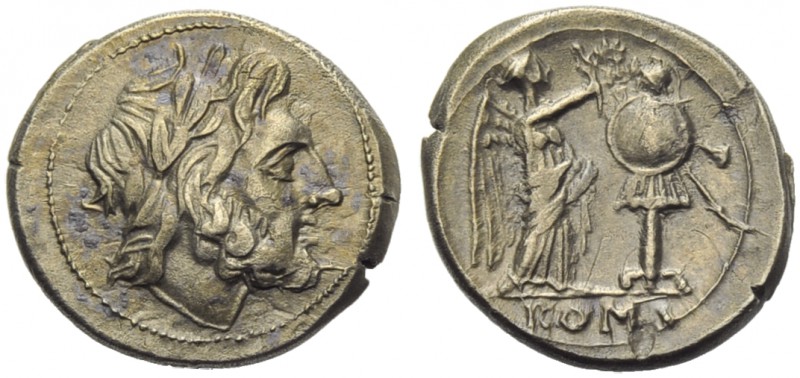 Anonymous, Victoriatus, Sicily, end of 3rd century BC; AR (g 3,33; mm 18; h 11);...